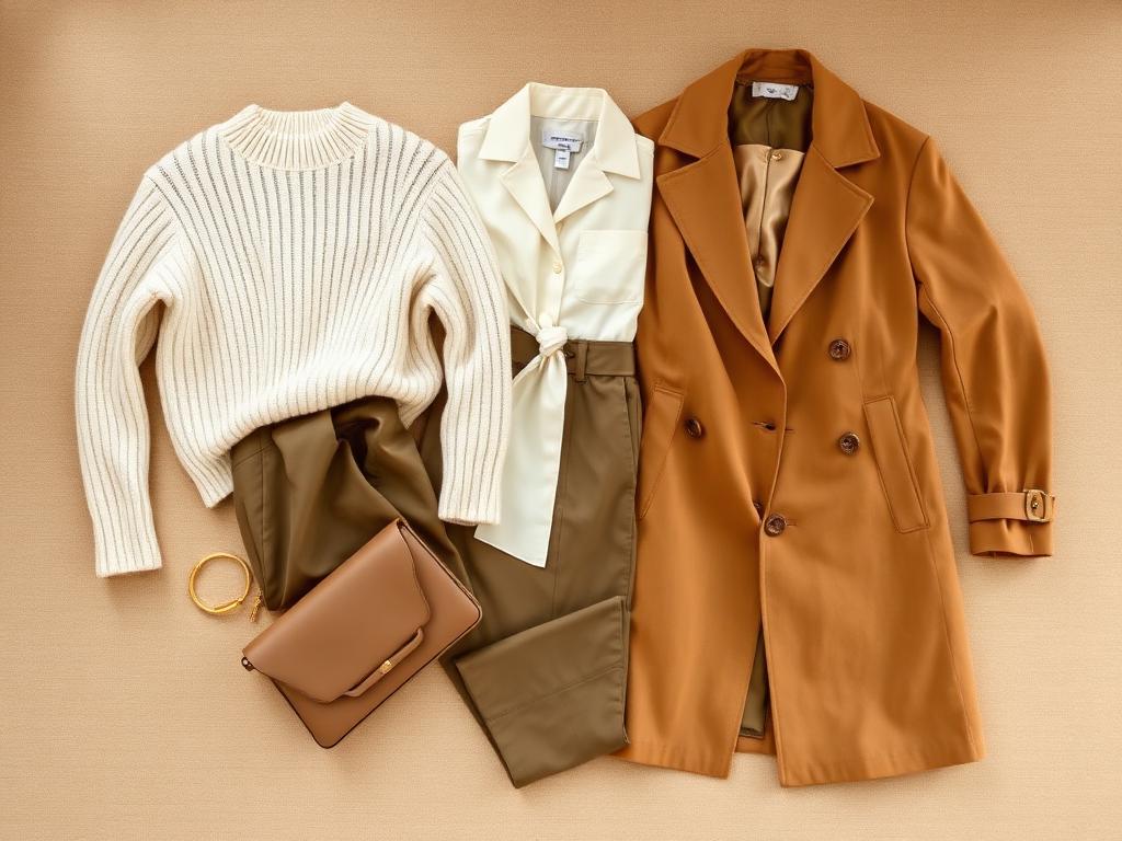 Elegant capsule wardrobe flatlay